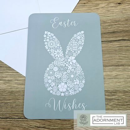 Bunny Bloom Silhouette - Easter Wishes - Greetings Card - Peach
