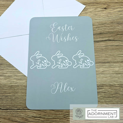 Bunny Bloom - Easter Wishes - Greetings Card - Sage (Personalised)