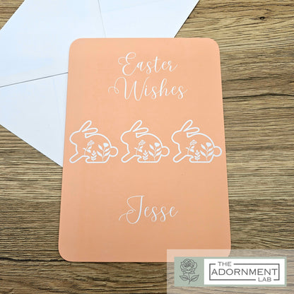 Bunny Bloom - Easter Wishes - Greetings Card - Sage (Personalised)