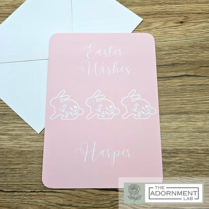 Bunny Bloom - Easter Wishes - Greetings Card - Sage (Personalised)