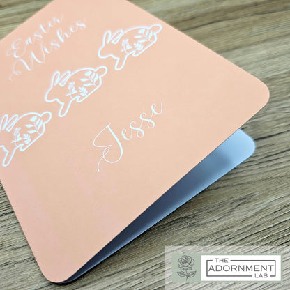 Bunny Bloom - Easter Wishes - Greetings Card - Sage (Personalised)