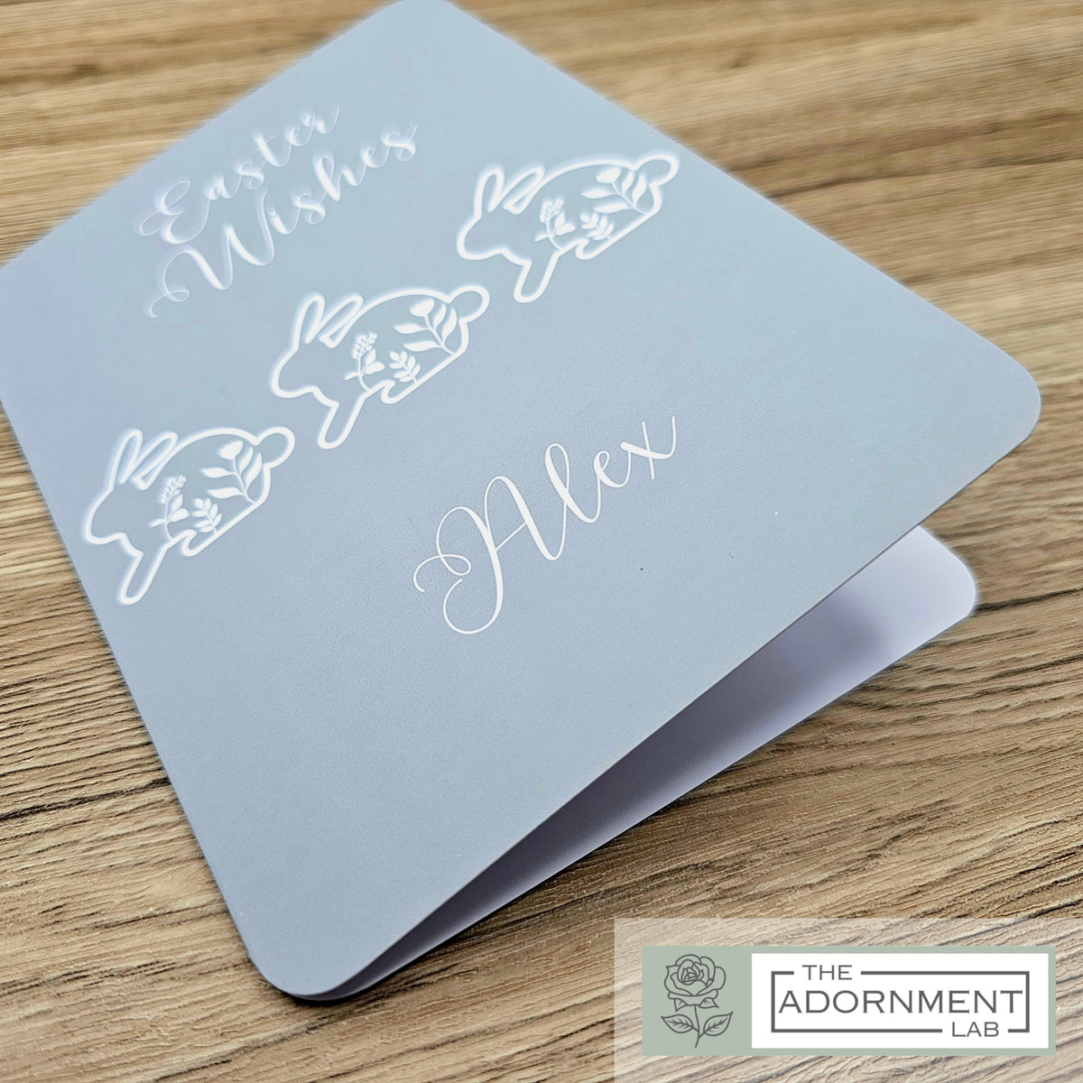 Bunny Bloom - Easter Wishes - Greetings Card - Sage (Personalised)