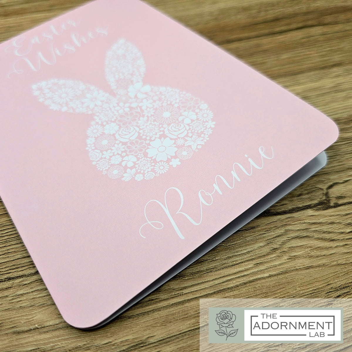 Bunny Bloom Silhouette - Easter Wishes - Greetings Card - Peach (Personalised)