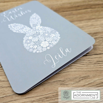 Bunny Bloom Silhouette - Easter Wishes - Greetings Card - Peach (Personalised)