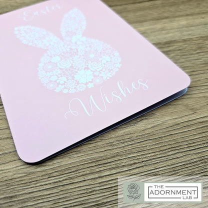 Bunny Bloom Silhouette - Easter Wishes - Greetings Card - Peach