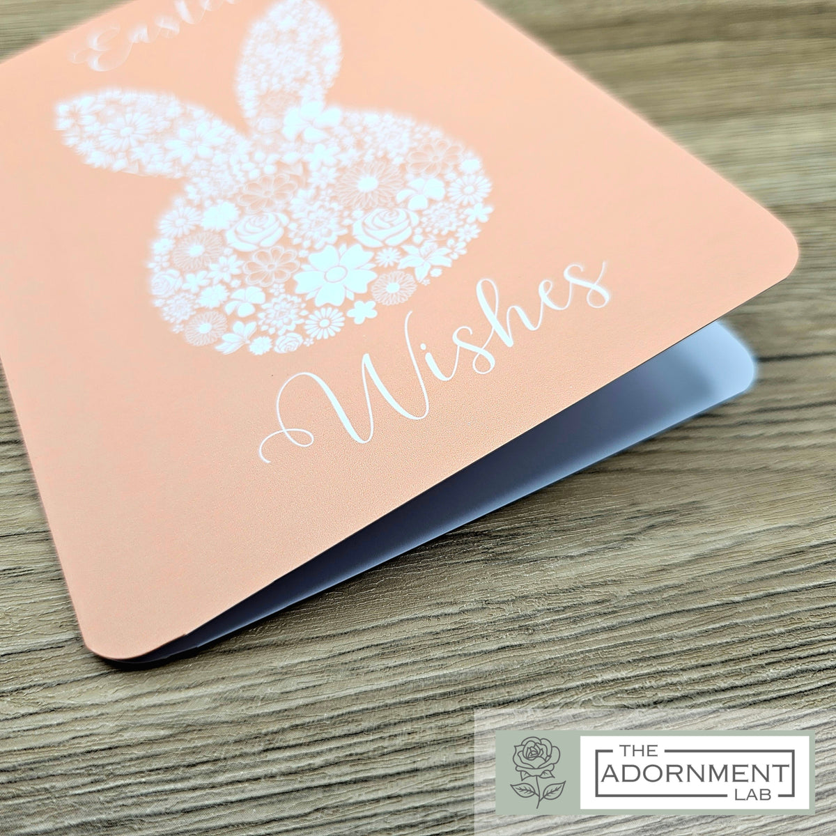 Bunny Bloom Silhouette - Easter Wishes - Greetings Card - Peach