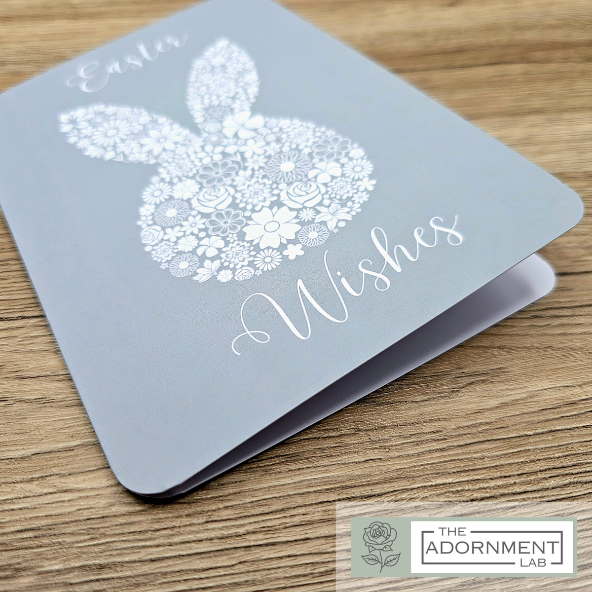Bunny Bloom Silhouette - Easter Wishes - Greetings Card - Peach