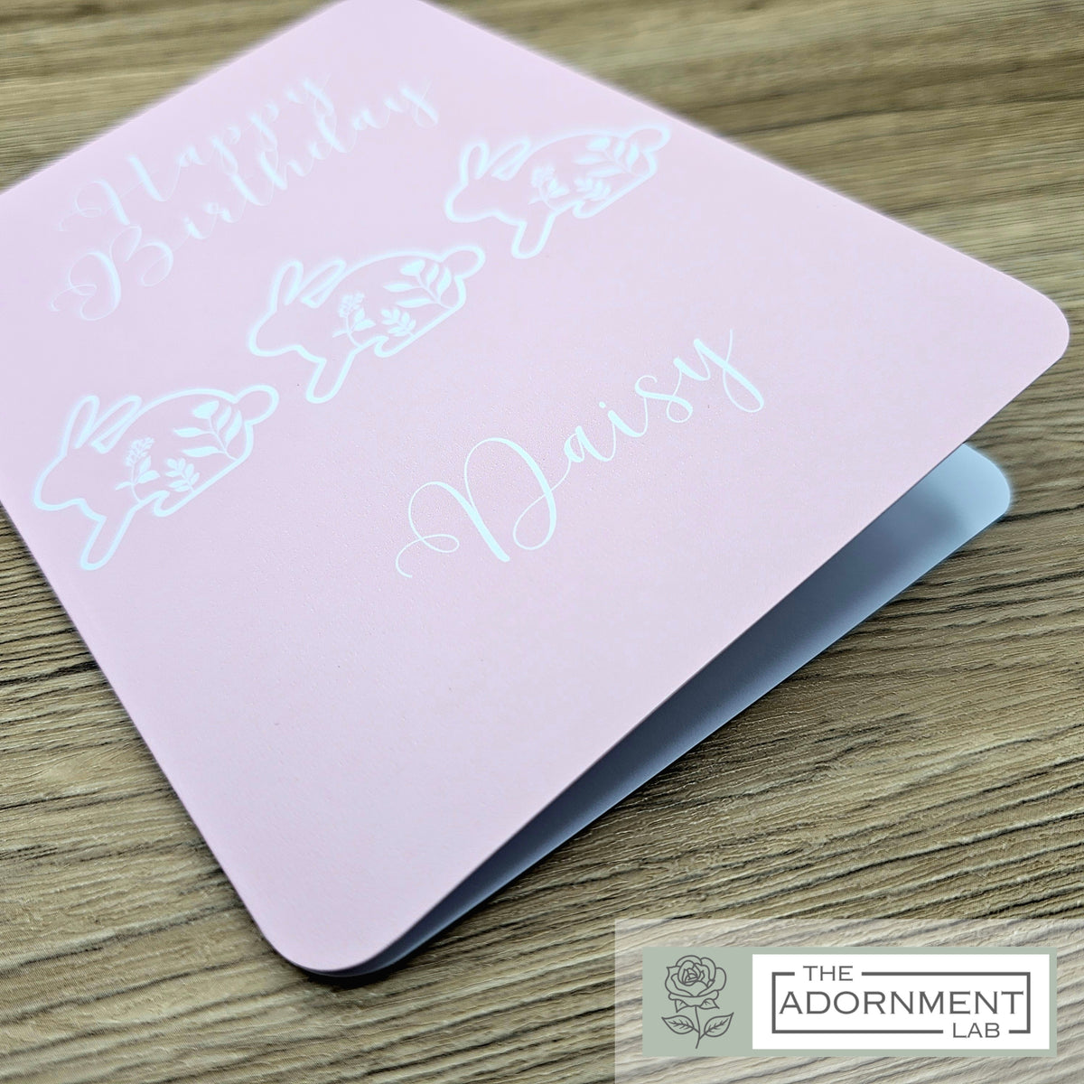 Bunny Bloom - Happy Birthday - Greetings Cards - Sage (Personalised)