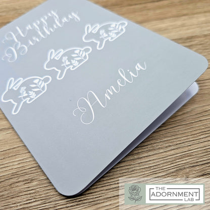 Bunny Bloom - Happy Birthday - Greetings Cards - Sage (Personalised)