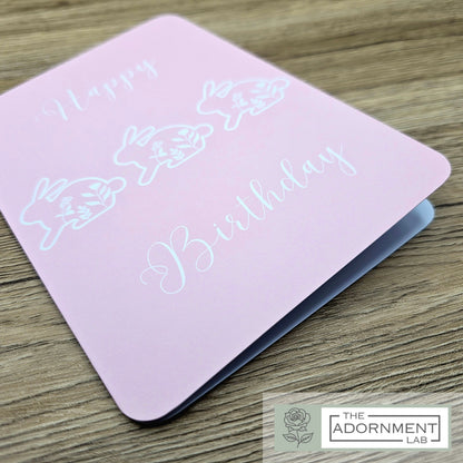Bunny Bloom - Happy Birthday - Greetings Cards - Pink
