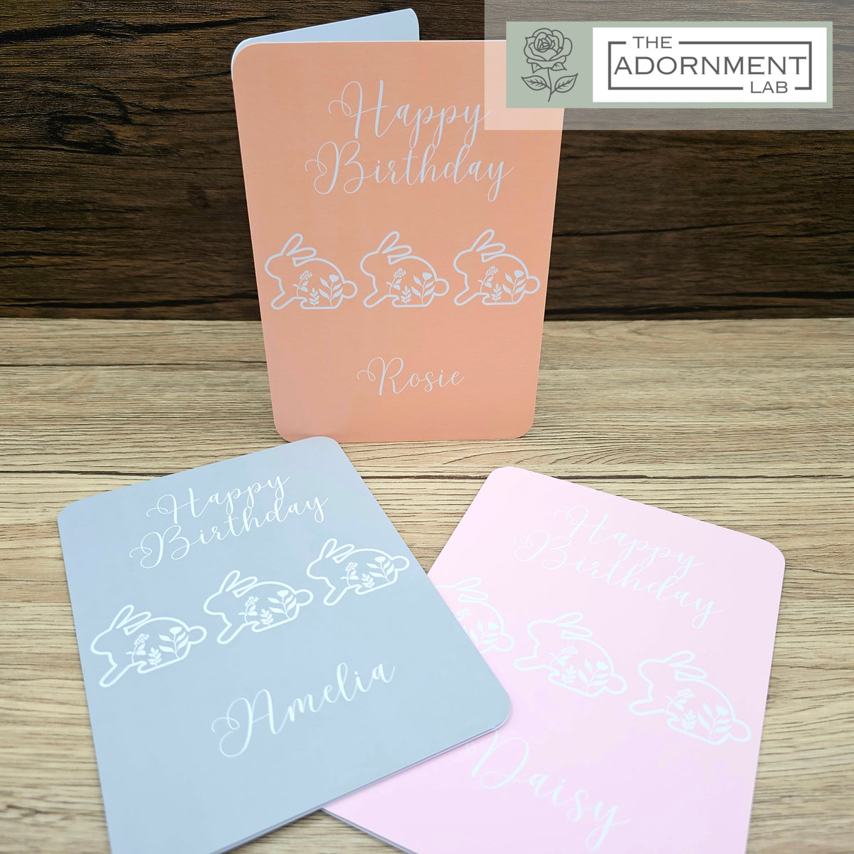 Bunny Bloom - Happy Birthday - Greetings Cards - Sage (Personalised)