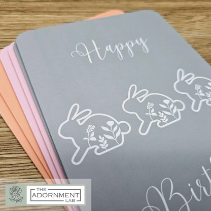 Bunny Bloom - Happy Birthday - Greetings Cards - Pink