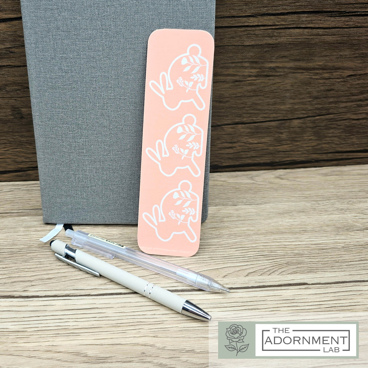 Bunny Bloom - Flat Printed Bookmarks - Peach