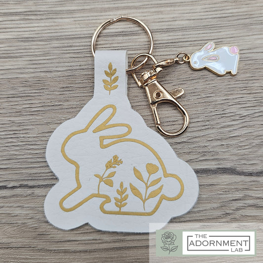 Bunny Bloom Faux Leather Key/Bag Charm