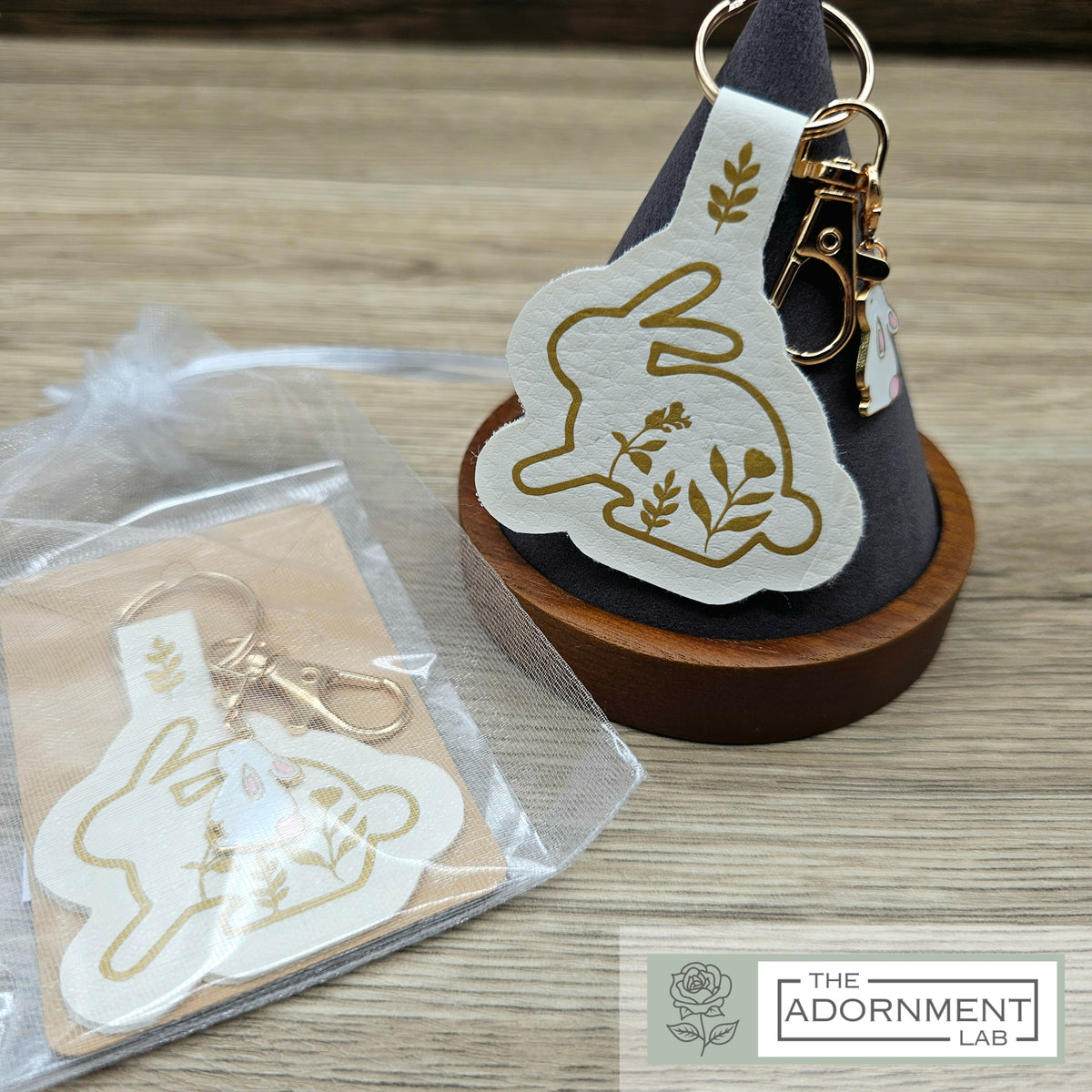 Bunny Bloom Faux Leather Key/Bag Charm