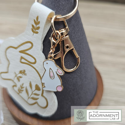 Bunny Bloom Faux Leather Key/Bag Charm