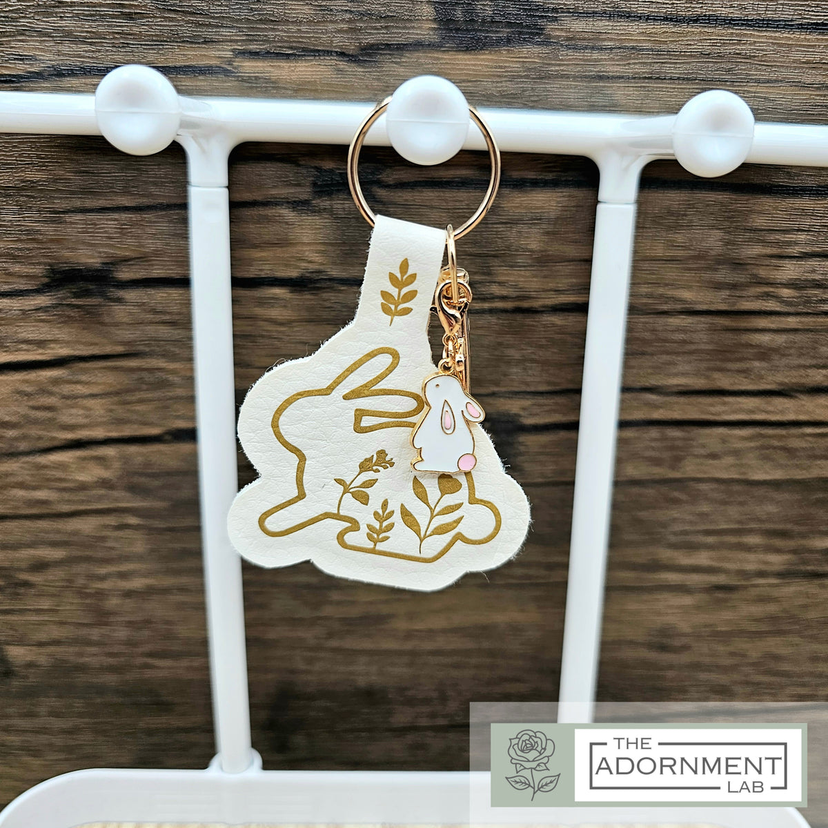Bunny Bloom Faux Leather Key/Bag Charm