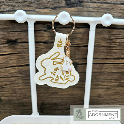 Bunny Bloom Faux Leather Key/Bag Charm