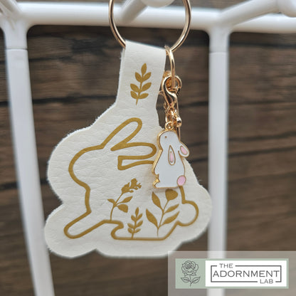 Bunny Bloom Faux Leather Key/Bag Charm
