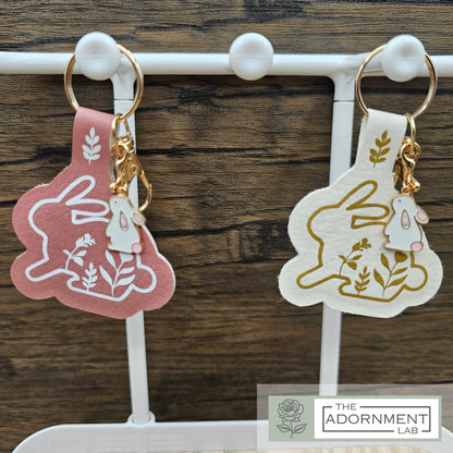Bunny Bloom Faux Leather Key/Bag Charm