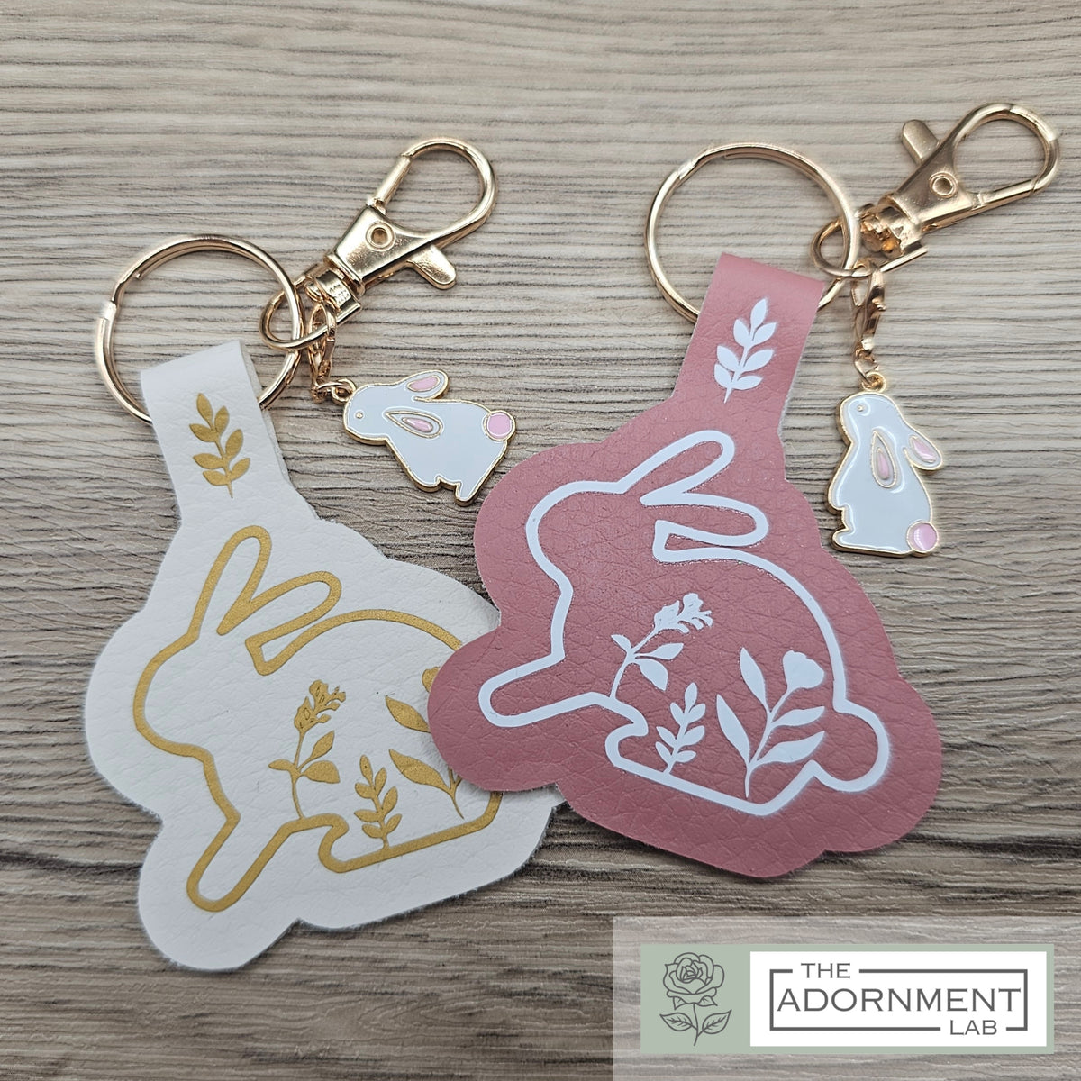 Bunny Bloom Faux Leather Key/Bag Charm