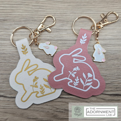 Bunny Bloom Faux Leather Key/Bag Charm