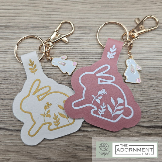Bunny Bloom Faux Leather Key/Bag Charm