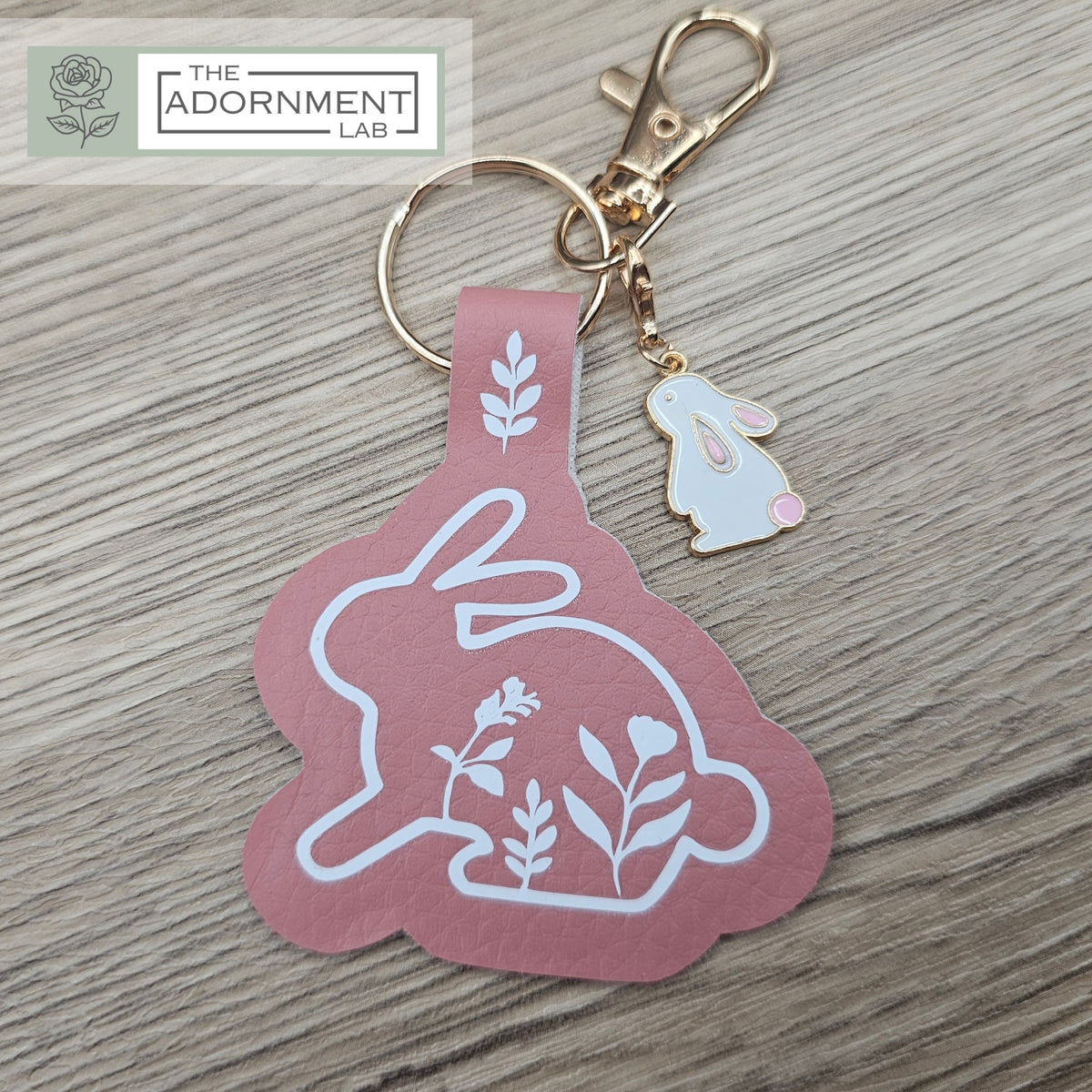 Bunny Bloom Faux Leather Key/Bag Charm