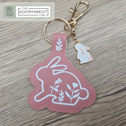 Bunny Bloom Faux Leather Key/Bag Charm