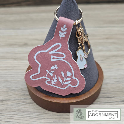 Bunny Bloom Faux Leather Key/Bag Charm