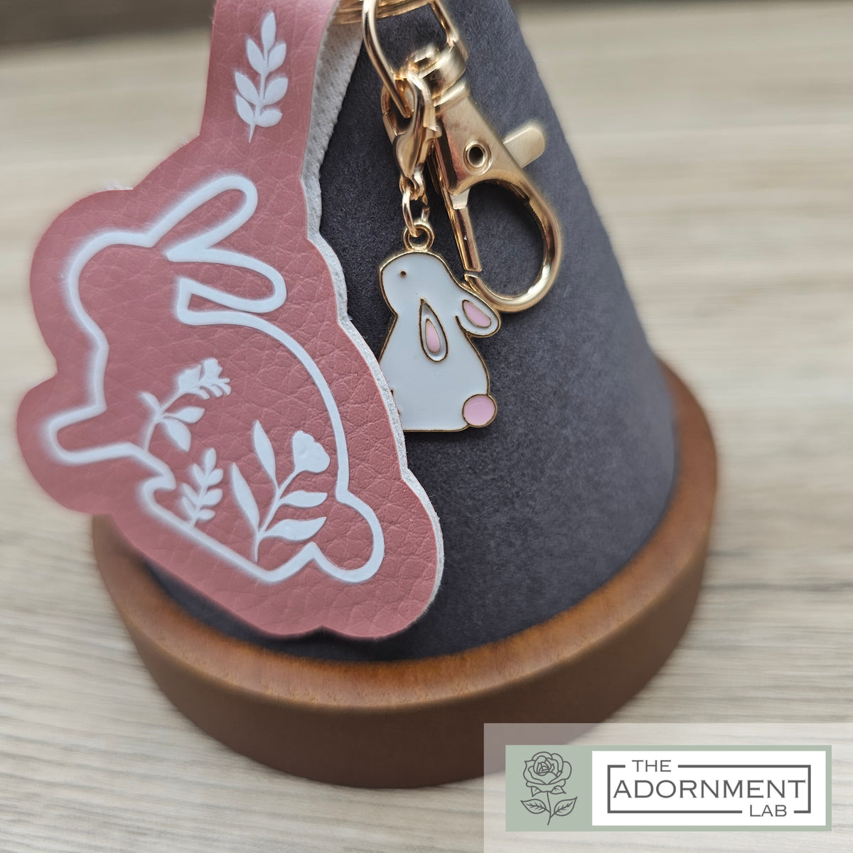 Bunny Bloom Faux Leather Key/Bag Charm