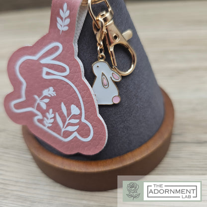 Bunny Bloom Faux Leather Key/Bag Charm