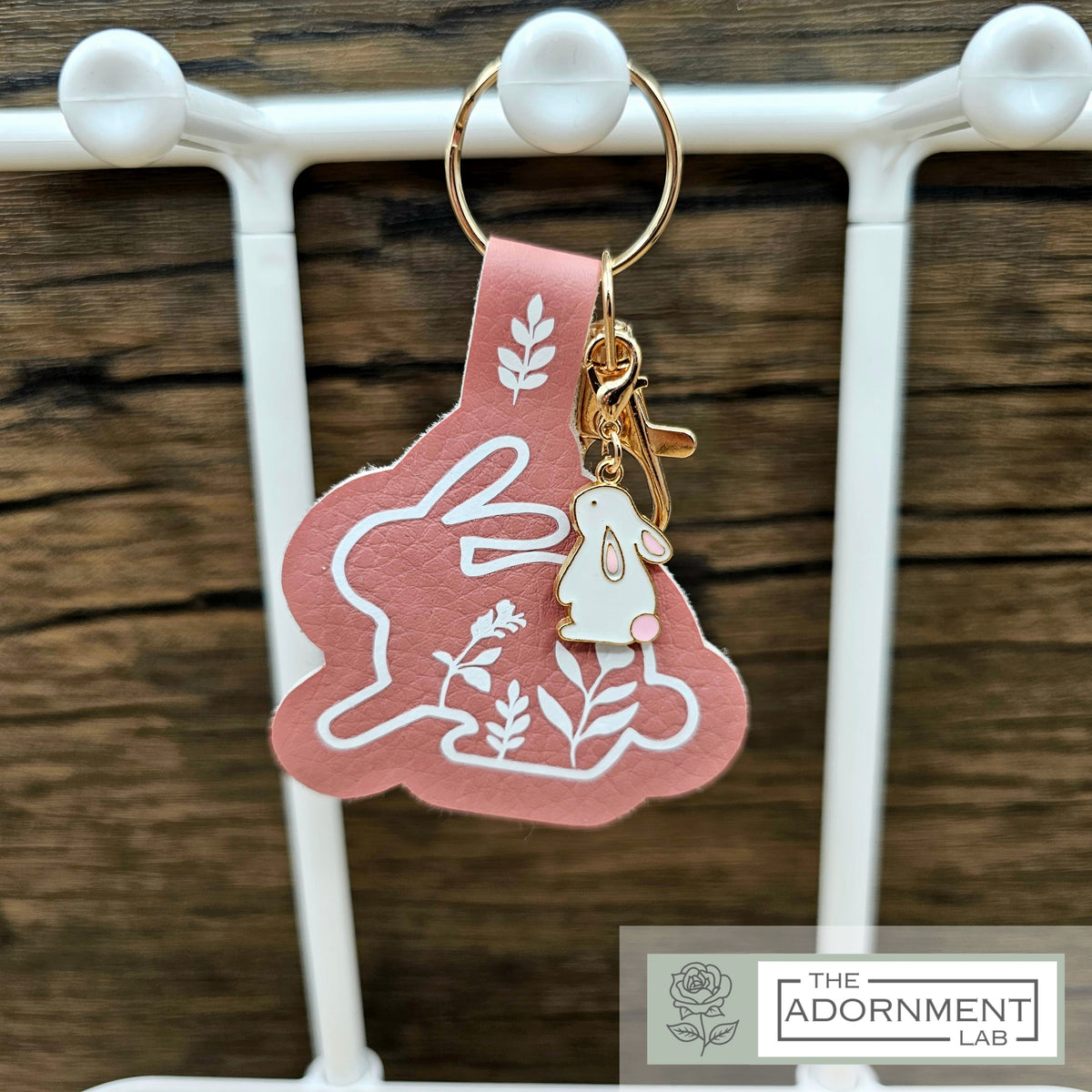 Bunny Bloom Faux Leather Key/Bag Charm