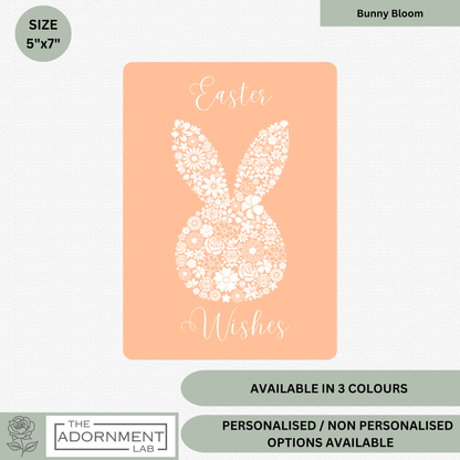 Bunny Bloom Silhouette - Easter Wishes - Greetings Card - Peach