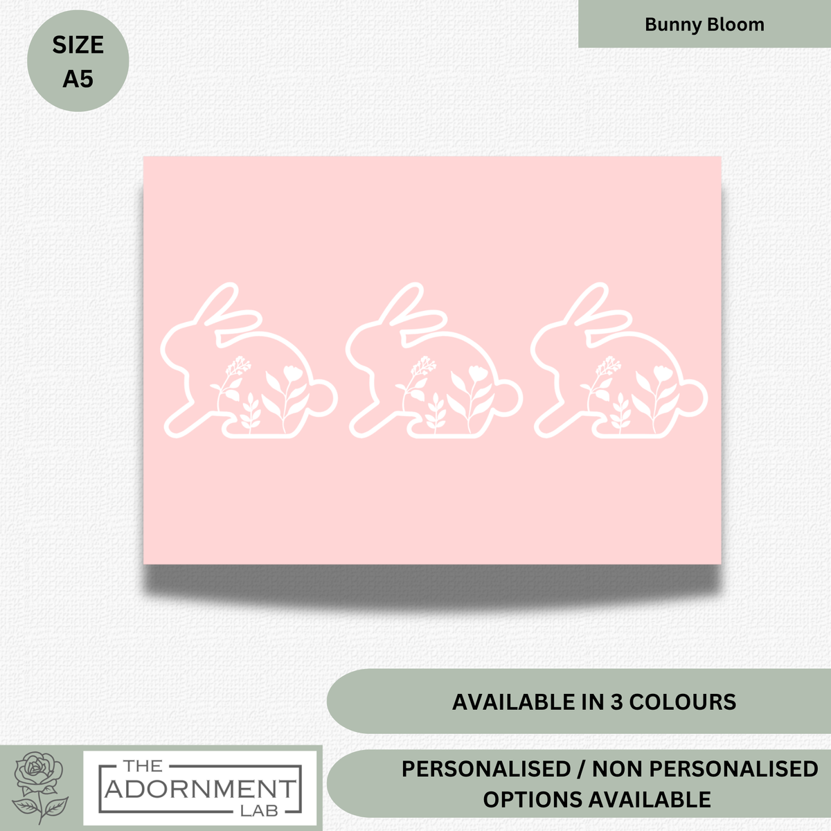 Bunny Bloom - A5 Art Print - Pink