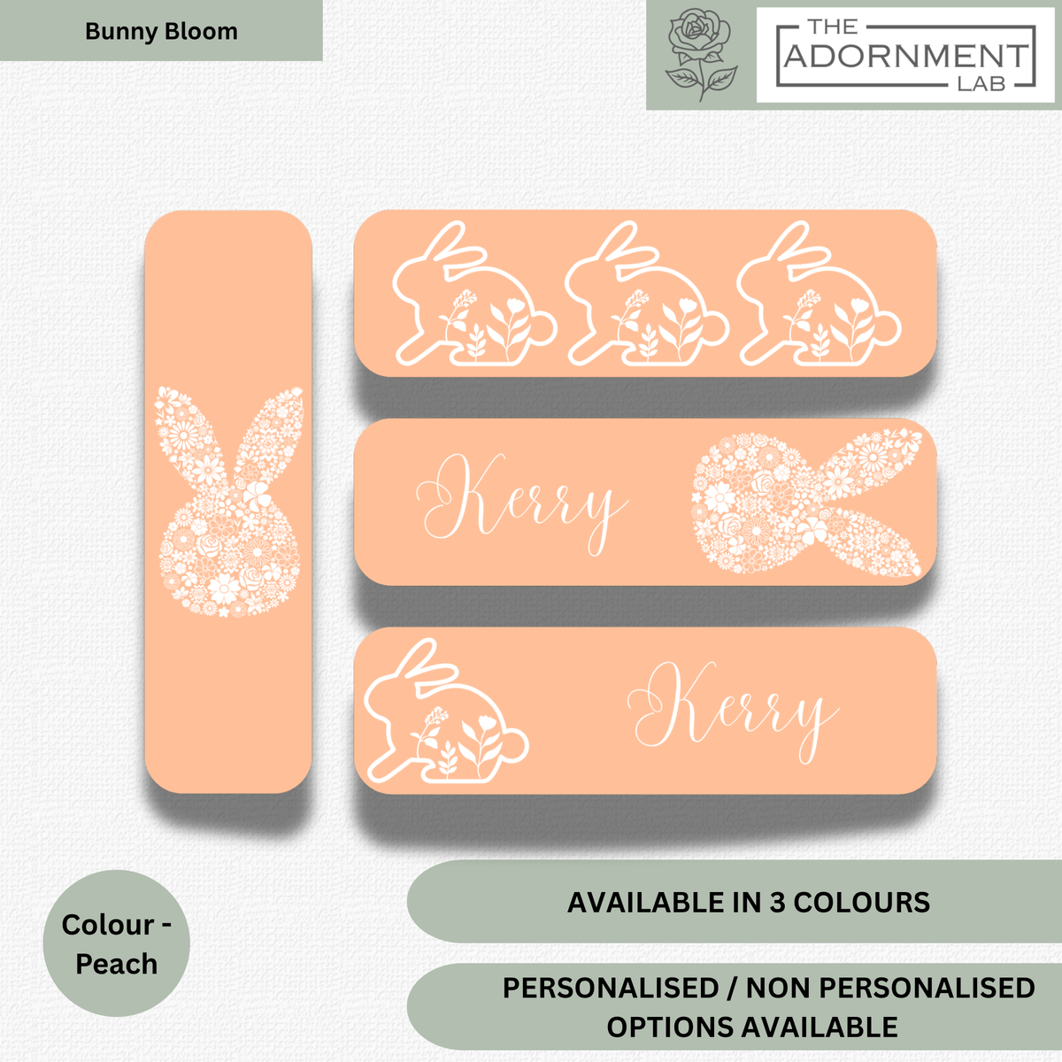 Bunny Bloom - Flat Printed Bookmarks - Peach