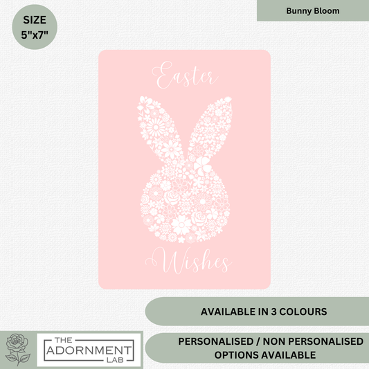 Bunny Bloom Silhouette - Easter Wishes - Greetings Card - Pink