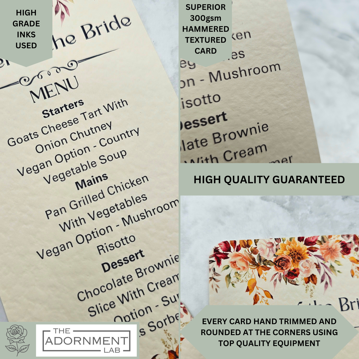 Autumn Fall Flowers - Slim Menu Place Card