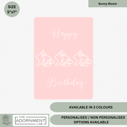 Bunny Bloom - Happy Birthday - Greetings Cards - Pink
