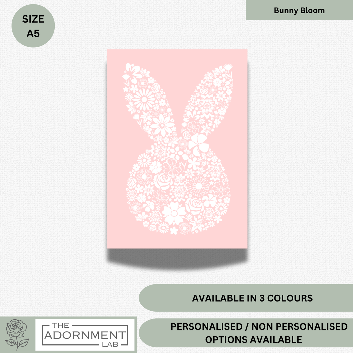 Bunny Bloom Silhouette - A5 Art Print - Pink