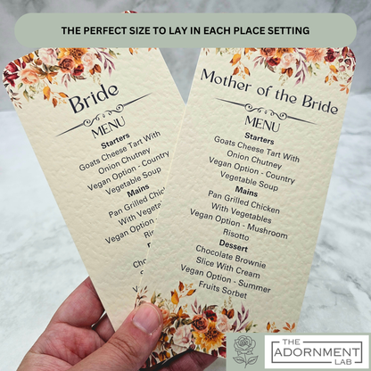 Autumn Fall Flowers - Slim Menu Place Card