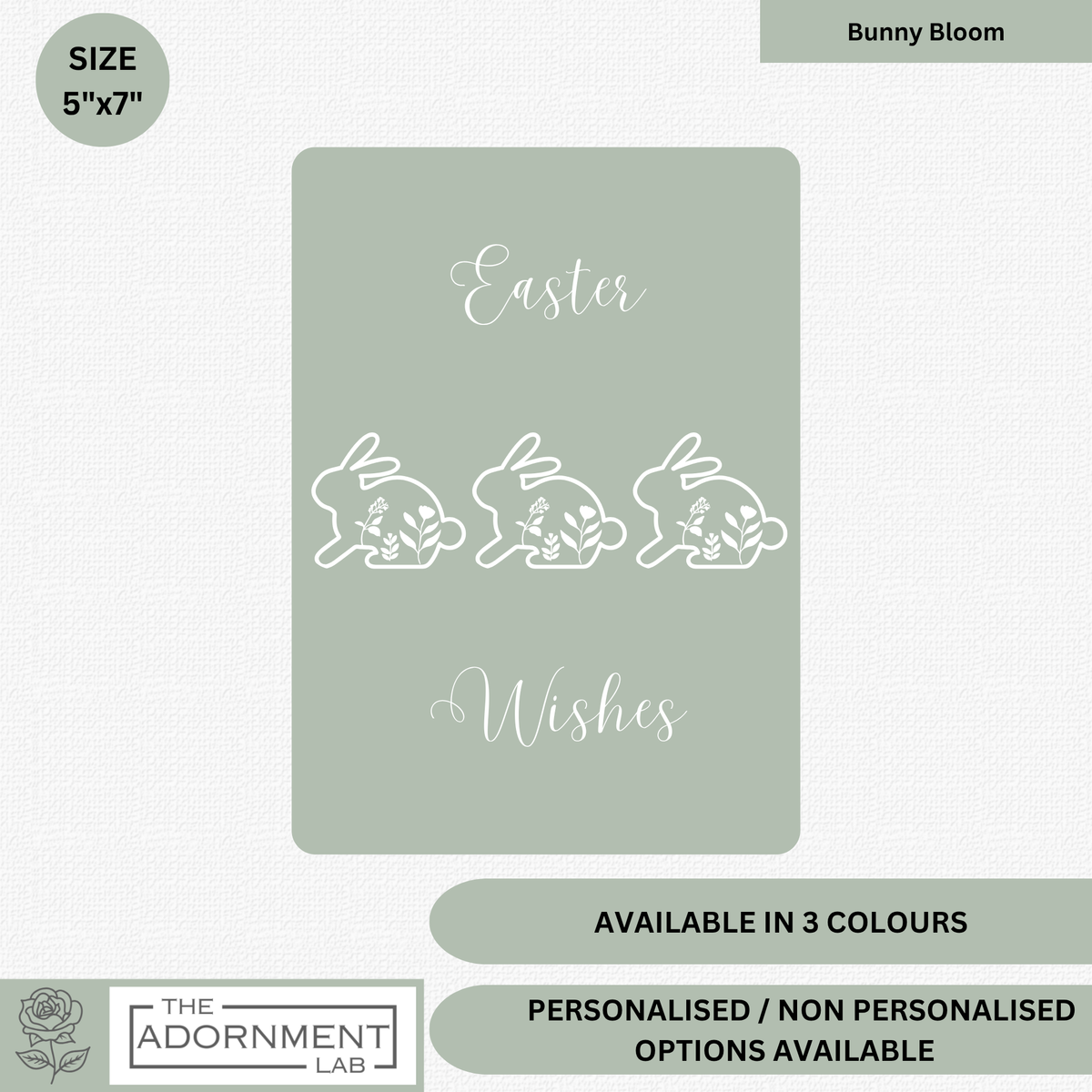 Bunny Bloom - Easter Wishes - Greetings Card - Sage