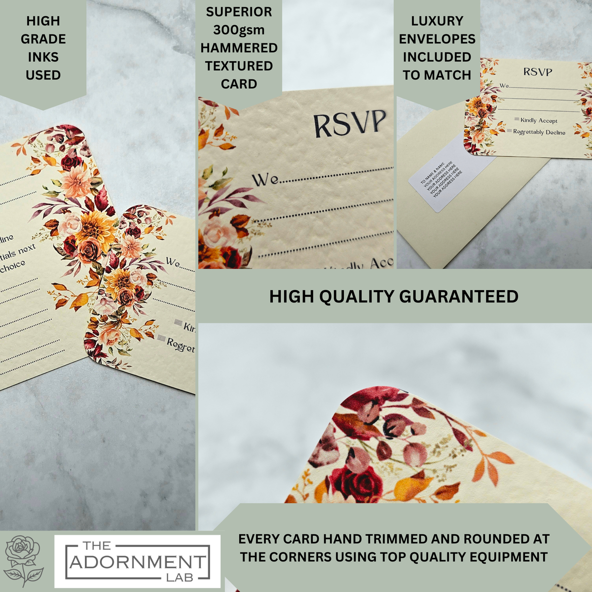 Autumn Fall Flowers Design - A6 RSVP With Menu Choices