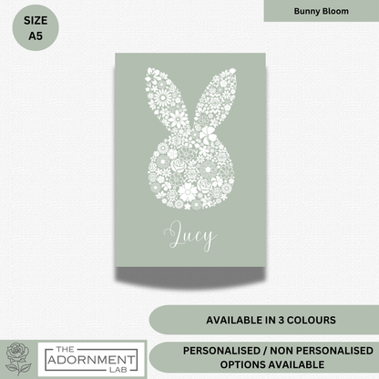 Bunny Bloom Silhouette - A5 Art Print - Sage (Personalised)