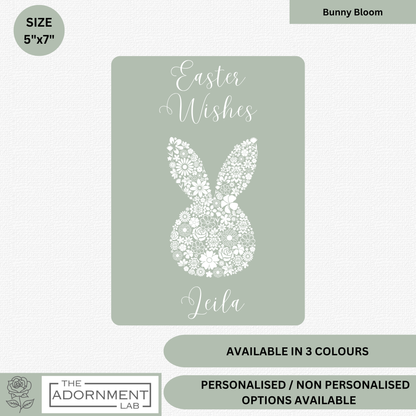 Bunny Bloom Silhouette - Easter Wishes - Greetings Card - Sage (Personalised)