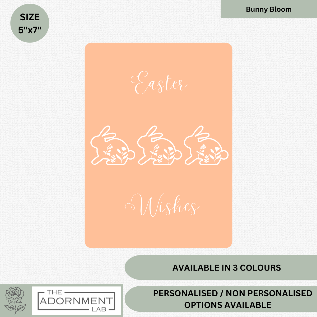 Bunny Bloom - Easter Wishes - Greetings Card - Peach