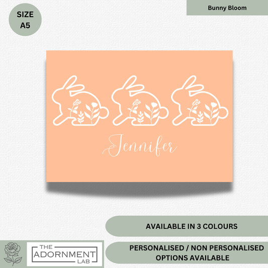 Bunny Bloom - A5 Art Print - Peach (Personalised)