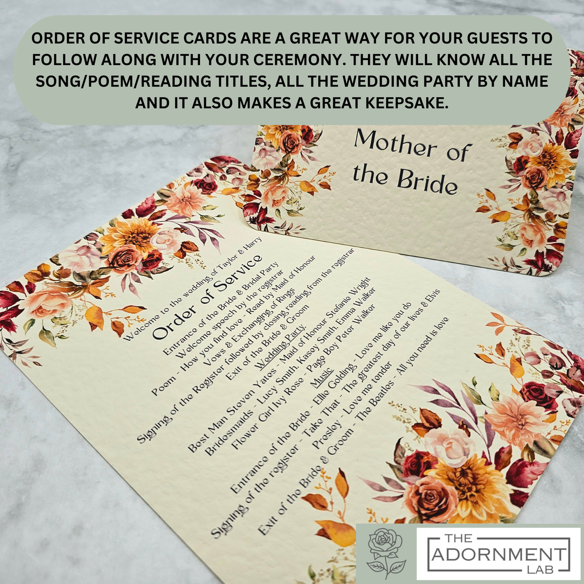 Autumn Fall Flowers Design - Order of Service