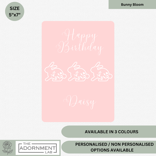 Bunny Bloom - Happy Birthday - Greetings Cards - Pink (Personalised)
