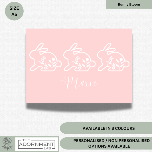Bunny Bloom - A5 Art Print - Pink (Personalised)